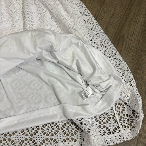 Express White Eyelet V-Neck Babydoll Strappy Dress Sz M Bridal Cottagecore Fairy - Picture 8 of 10